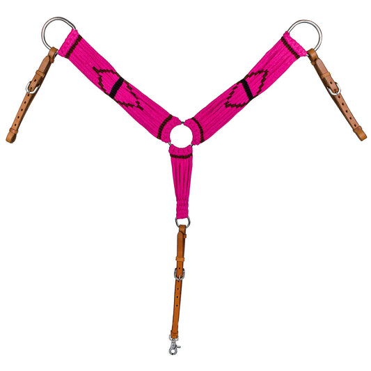 Tabelo Stranded Cinch Breast Collar - Collars, Saddles & Accessories, Western Tack Pink HORSE