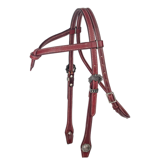 Tabelo Knotted Brow Headstall - & Reins, Western Headstall, Tack Chestnut HORSE