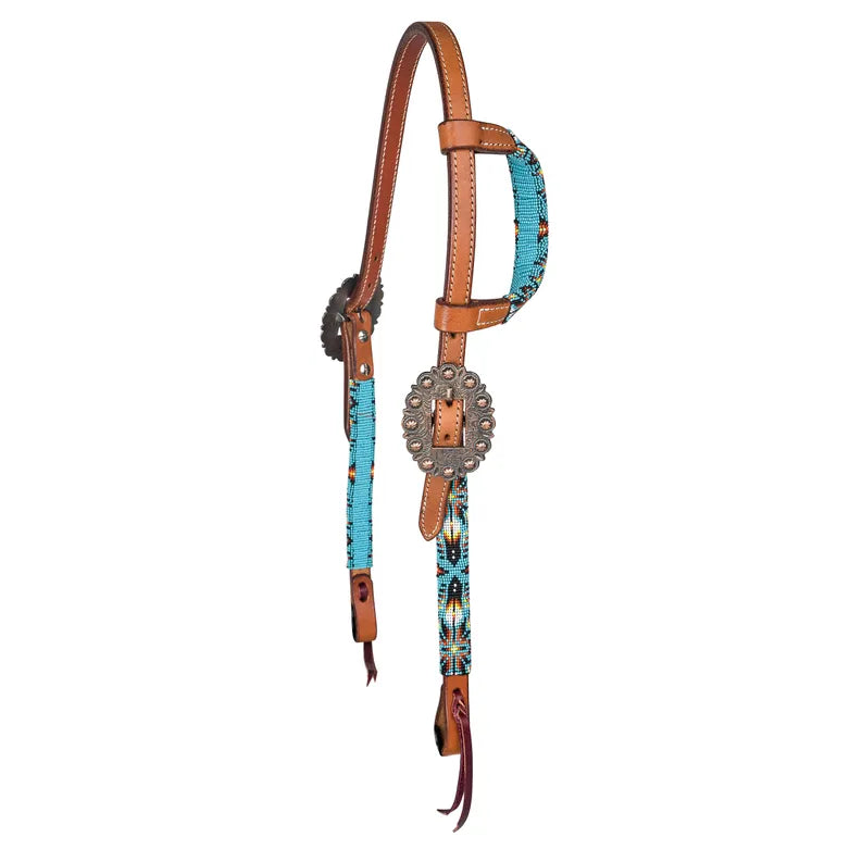 Tabelo Ear Headstall w/ Aztec Beaded Trim