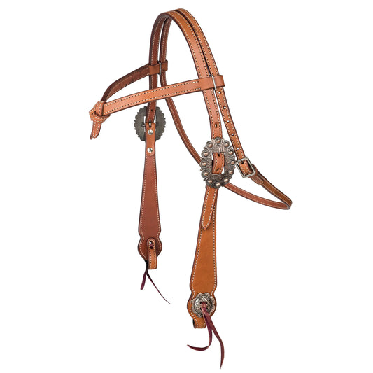 Tabelo Knotted Brow Headstall - & Reins, Western Headstall, Tack Chestnut HORSE