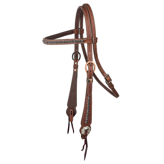 Tabelo Browband Headstall w/ Studs - Antique chestnut HORSE 1 for horses Western Tack, Headstall, Headst...