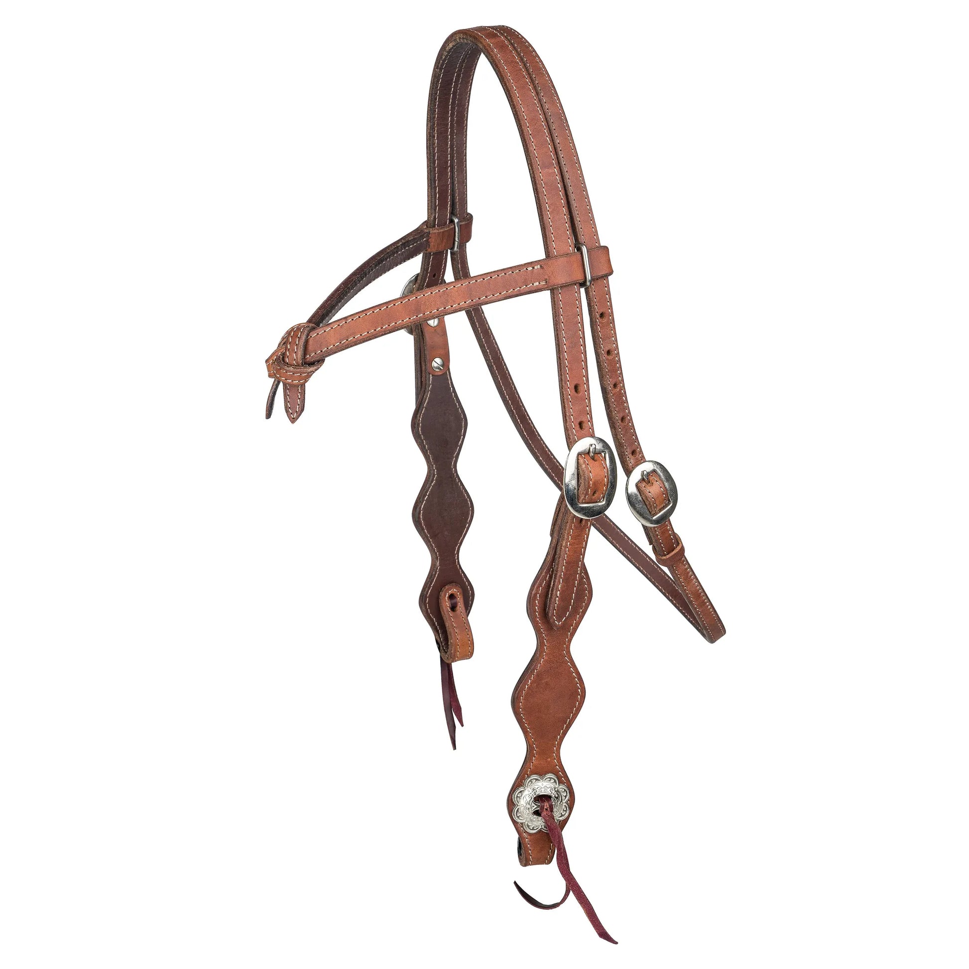 Tabelo Knotted Brow Headstall w/ Rawhide - & Reins, Western Headstall, Tack Chestnut HORSE