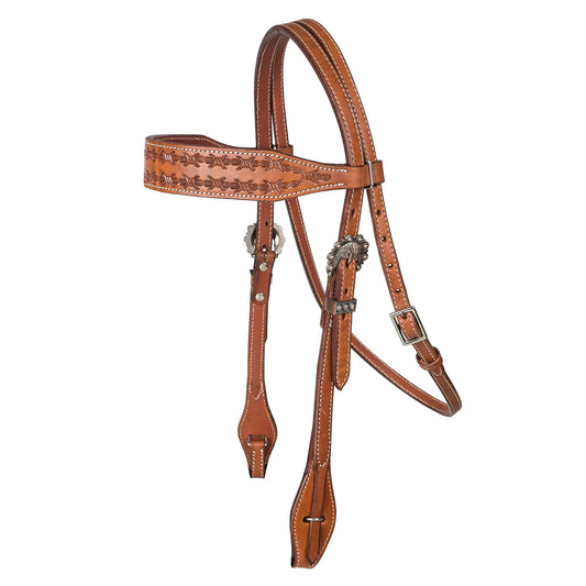 Tabelo Wide Brow Headstall w/ Quick Change Buckle Ends - Antique chestnut HORSE 1 for horses Western Tack, Weste...