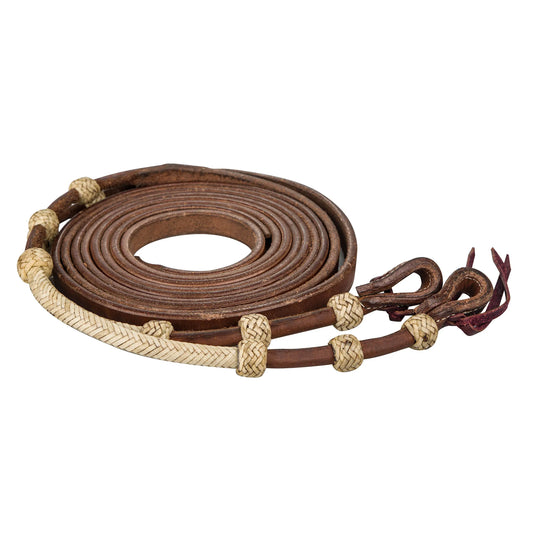 Tabelo Split Reins w/ Rawhide Buttons - Harness 5/8" X 75' 1 for horses Western Reins, Tack, Headstall &...