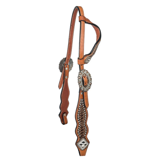 Tabelo Two-Ear Headstall - & Reins, Western Headstall, Tack Chestnut/snake HORSE