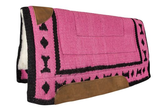 Tabelo Wool Show Pad w/ Zapotec Design - Pink 36 X 34 1 for horses Western Tack, Saddle Pads & Blankets,