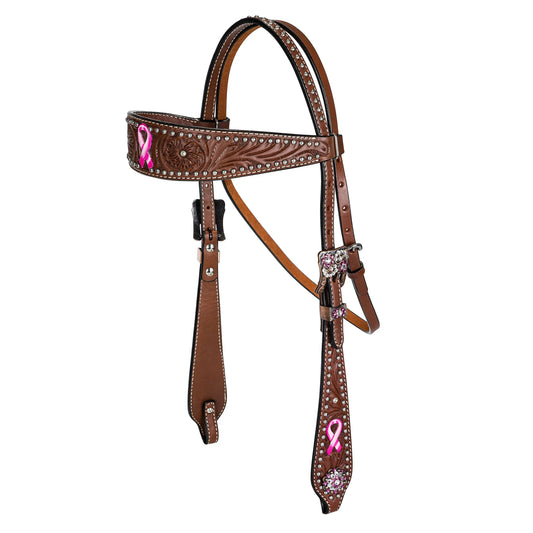 TABELO Browband Awareness Headstall - Chestnut HORSE 1 for horses Western Tack, Headstall, & Reins