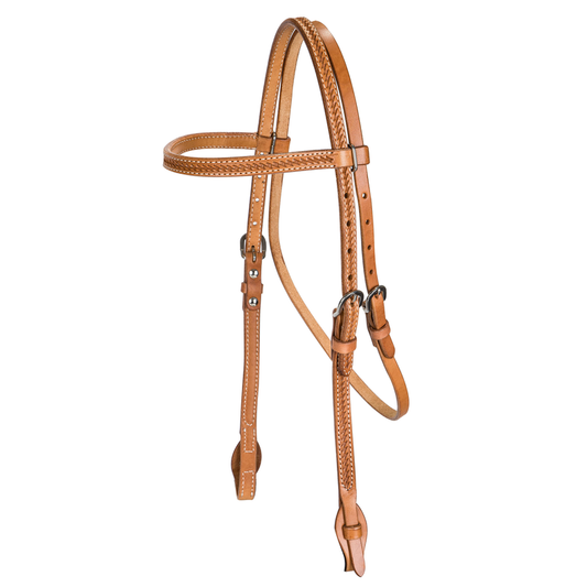 TABELO Browband Headstall with Basket Tooling - Brown HORSE 1 for horses Western Tack, Headstall, Headst...