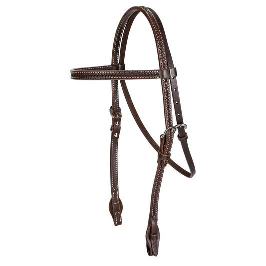 TABELO Browband Headstall with Basket Tooling - Brown HORSE 1 for horses Western Tack, Headstall, Headst...