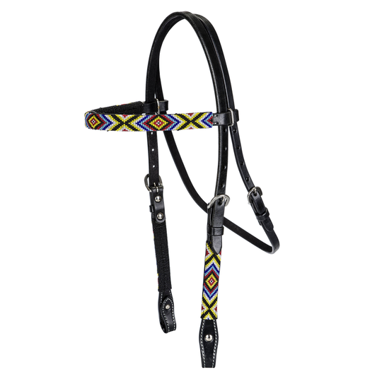 TABELO Browband Headstall with Beads - Black HORSE 1 for horses Western Tack, Headstall, & Reins