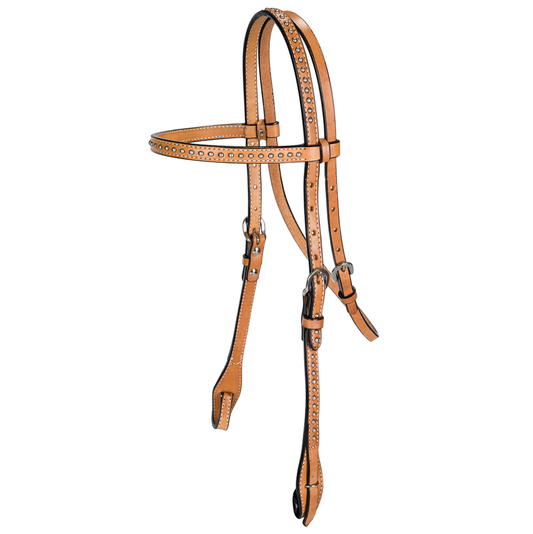 TABELO Browband Headstall with SS Spots - Black HORSE 1 for horses Western Tack,