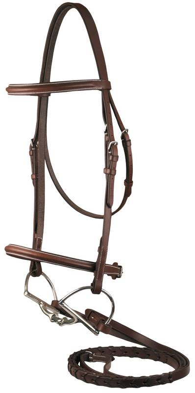 Da Vinci Plain Raised Bridle with Flat Laced Reins - Chestnut COB 1 for horses English Tack, Bridles, Br...