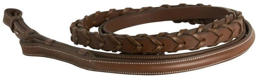 Da Vinci Plain Raised Laced Reins with Hook Stud Ends - Chestnut 5/8" X 54" 1 for horses Bridles & Reins, Englis...