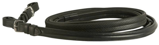 Da Vinci Flat Rubber Covered Reins with Buckle Ends - Black 5/8" X 54" 1 for horses Bridles & Reins, English Tack