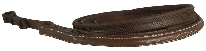 Da Vinci Fancy Raised Rubber Covered Reins with Hook Stud Ends - Chestnut 5/8" X 54" 1 for horses English Tack, ...