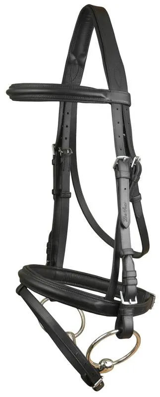 Da Vinci Plain Raised Padded Comfort Crown Dressage Bridle with Flash less Reins