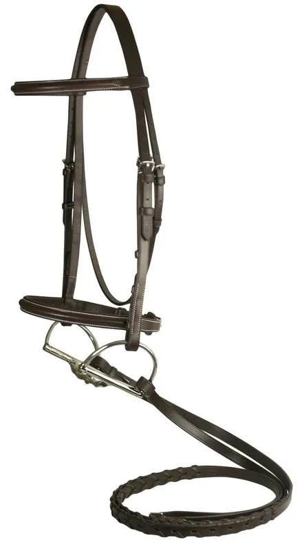 Da Vinci Plain Raised Bridle with Flat Laced Reins