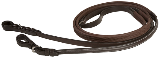 Da Vinci Flat Rubber Covered Reins with Buckle Ends - Black 5/8" X 54" 1 for horses Bridles & Reins, English Tack