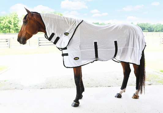 Gatsby Cool-Mesh Matching Fly Neck Cover - White with black LARGE 1 for horses Protection, Sheets, Horse...