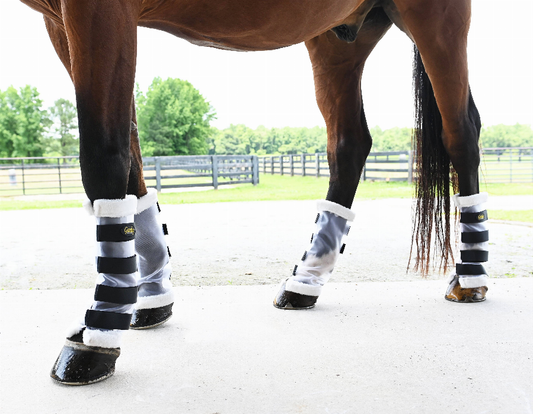 Gatsby Cool-Mesh Leg Wraps - English Tack, Horse Boots & Wraps, White with black (15" TALL)