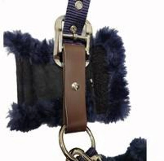 Gatsby Faux Sheepskin Nylon Breakaway Halter - English Tack, Halters, Halters & Leads Navy HORSE