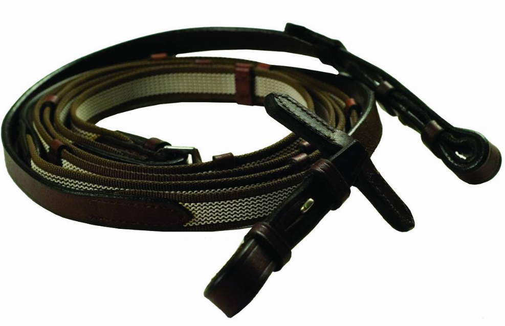 Gatsby Rubber Grip Web Reins - Havana HORSE 1 for horses Bridles & Reins, English Tack