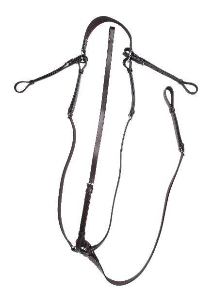 Gatsby Raised Breastplate with Attachment - Havanna OVERSIZE 1 for horses Martingales & Breastplates, English Ta...