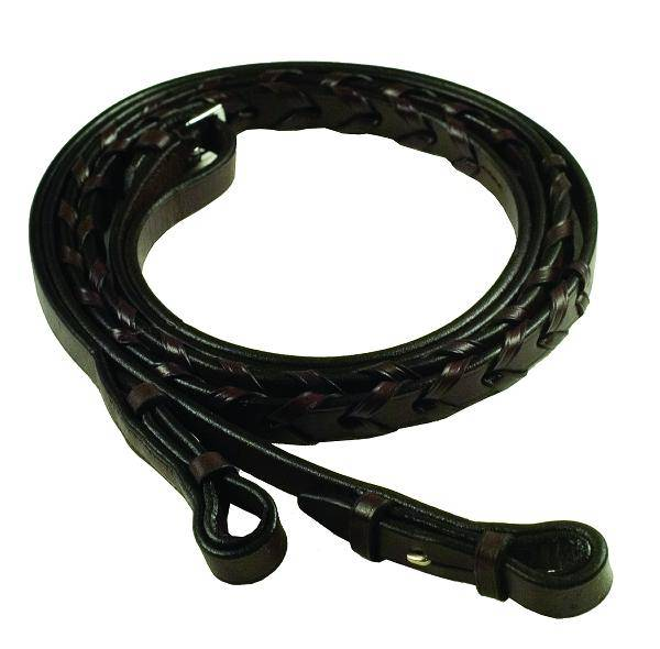 Gatsby Laced Reins - Havana 5/8 X-LONG 1 for horses English Tack, Bridles &