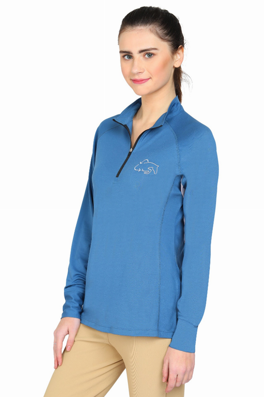 Ecorider By Tuffrider Ladies Denali Sport Shirt - Dark blue/grey 1X 1 for equestrians Apparel & Gear, Long Sleev...