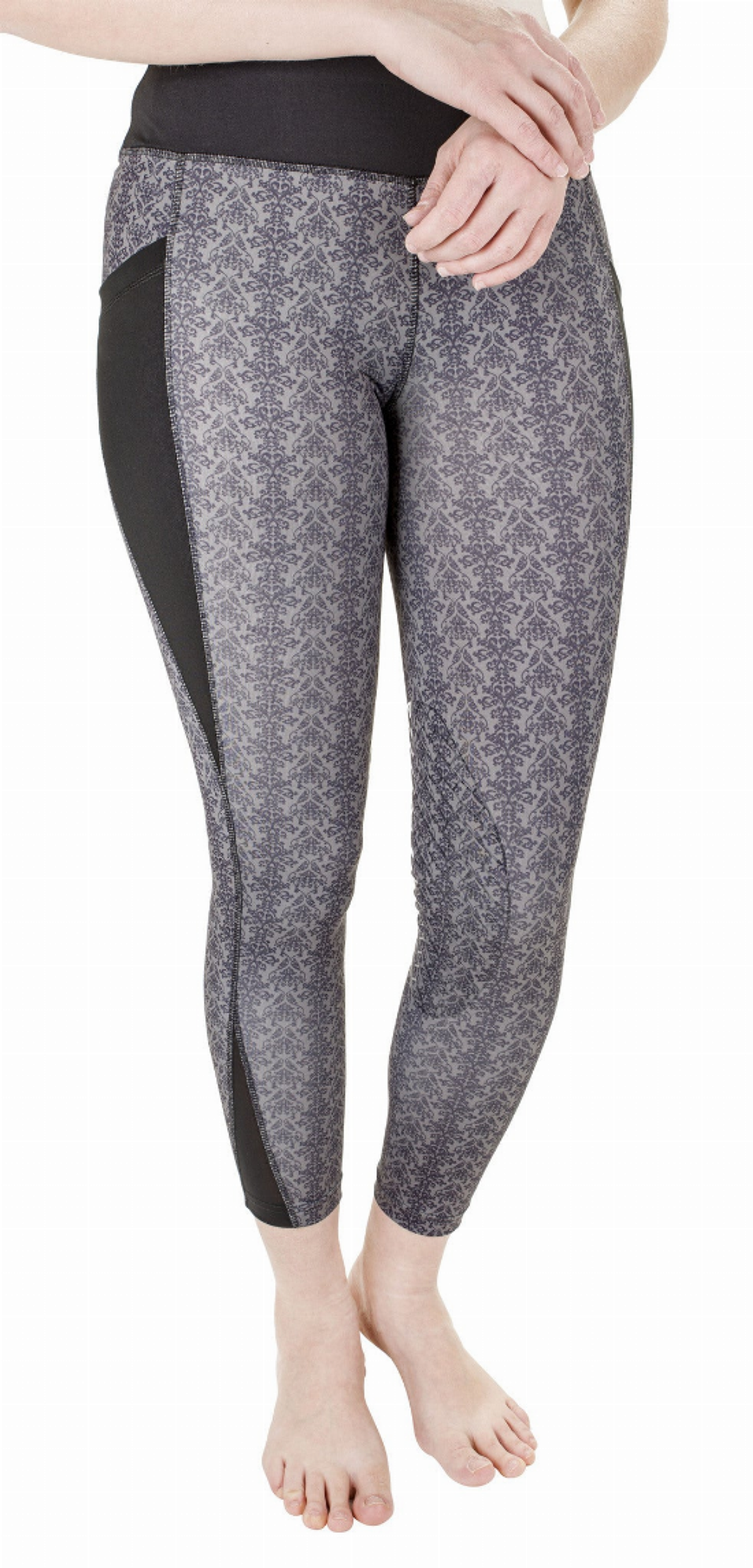 Tuffrider Minerva Damask Tights - Black/charcoal XL 1 for equestrians Apparel & Gear, Breeches Tights, Women's...