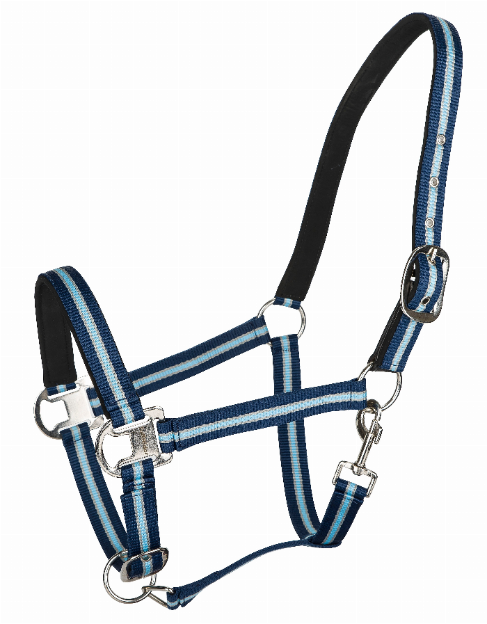 TuffRider Adjustable Nylon Breakaway Halter with Padded Crown and Nickel Hardware - Navy C 1 for horses Western ...