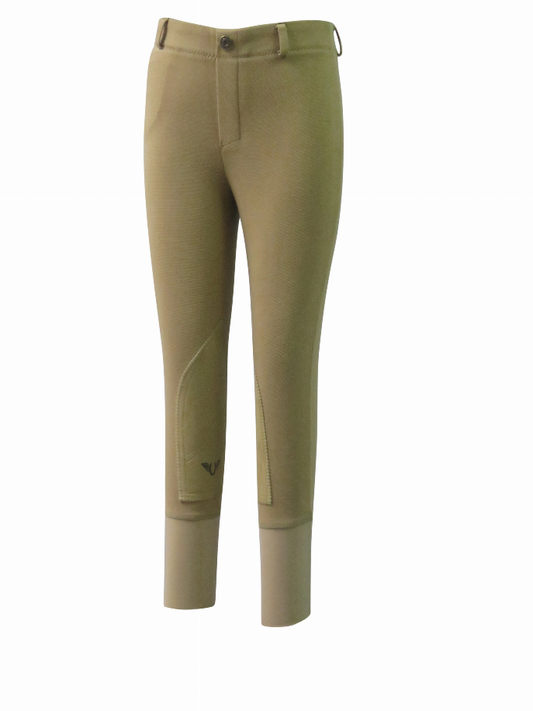 TuffRider Children's Cotton Pull-On Knee Patch Breeches - Sand 6 1 for equestrians & Tights,...