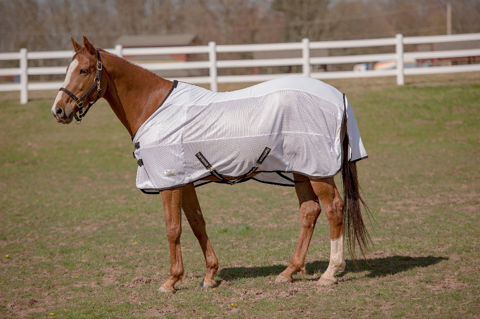 TuffRider Sport CoolMax/Mesh Blend Standard Neck Fly Sheet - White 84 1 for horses Protection, Sheets, H...