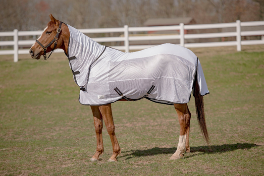 TuffRider Sport CoolMax/Mesh Blend Combo Neck Fly Sheet - White 69 1 for horses Protection, Sheets, Hors...