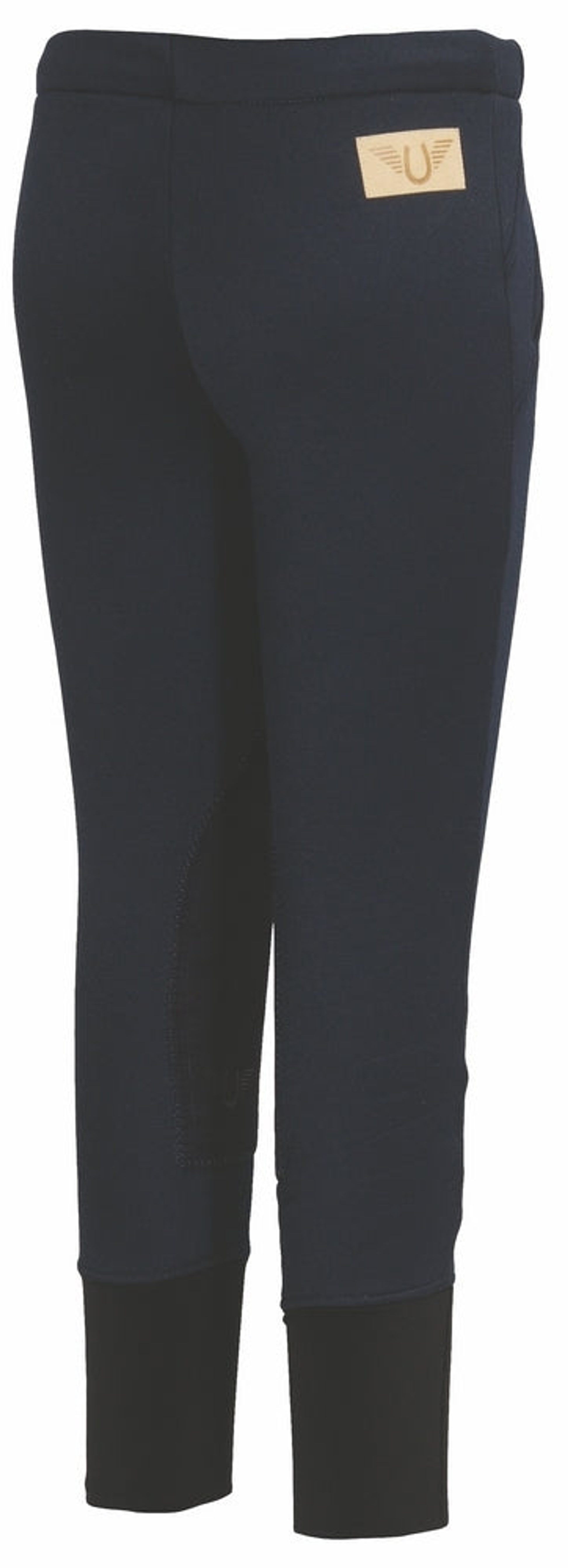 TuffRider Children's Unifleece Pull-On Stretch Fleece Knee Patch Winter Breeches - Navy 16 1 for equestrians Chi...