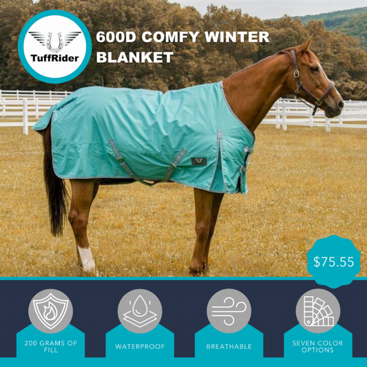 TuffRider 600D Comfy Waterproof Winter Blanket - Turquoise 69 1 for horses Turnouts, Blankets, Horse Clothing