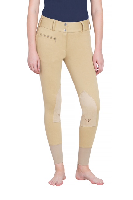 TuffRider Ladies Cotton Lowrise Wide Waistband Knee Patch Breeches - light tan 36 1 for equestrians Apparel & Ge...