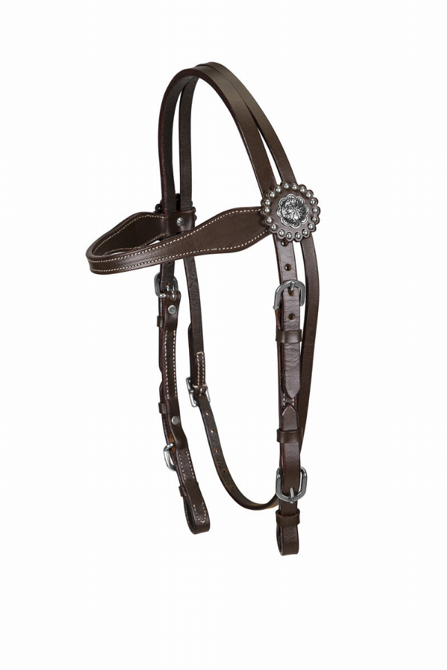 TuffRider Western Browband Concho Headstall - & Reins, Headstall, Tack Dark brown HORSE