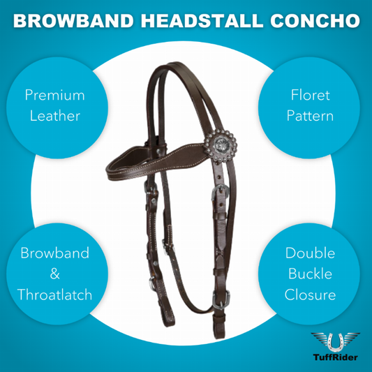 TuffRider Western Browband Concho Headstall - & Reins, Headstall, Tack Dark brown HORSE