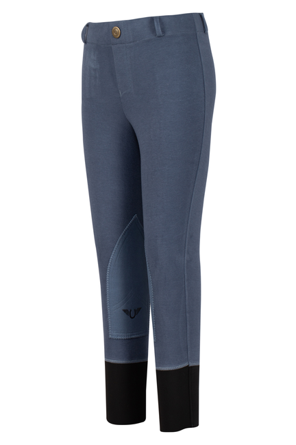 TuffRider Children's Starter Lowrise Pull-On Knee Patch Breeches - Denim 6 1 for equestrians Breeches...