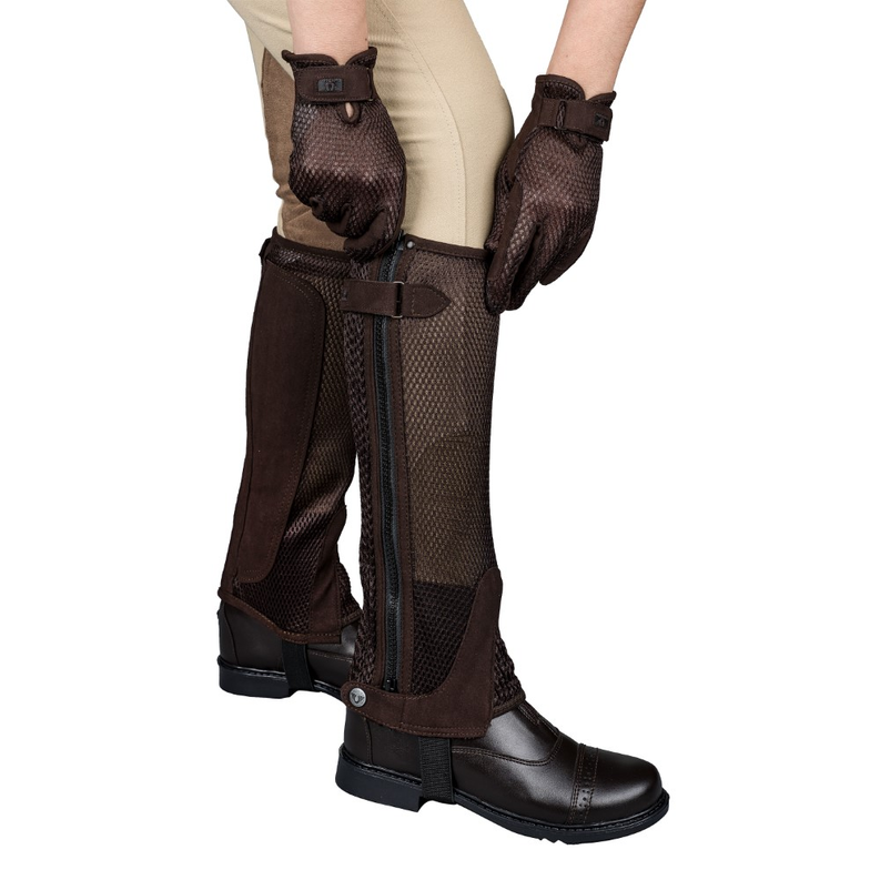 TuffRider Ladies Double Up Air Mesh Half Chap and Glove Set - mocha SMALL 1 for equestrians Adults Chaps, Footwe...