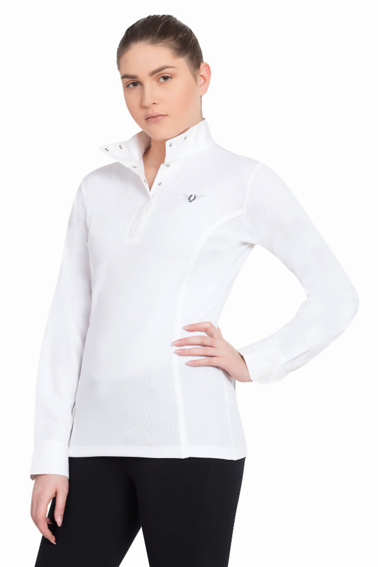 TuffRider Ladies Kirby Kwik Dry Long Sleeve Show Shirt - White w/white XXX-LARGE 1 for equestrians Shirts, ...