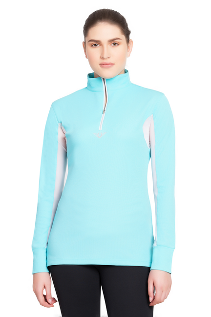 TuffRider Ladies Ventilated Technical Long Sleeve Sport Shirt - Aqua X-LARGE 1 for equestrians Apparel & Gear, L...