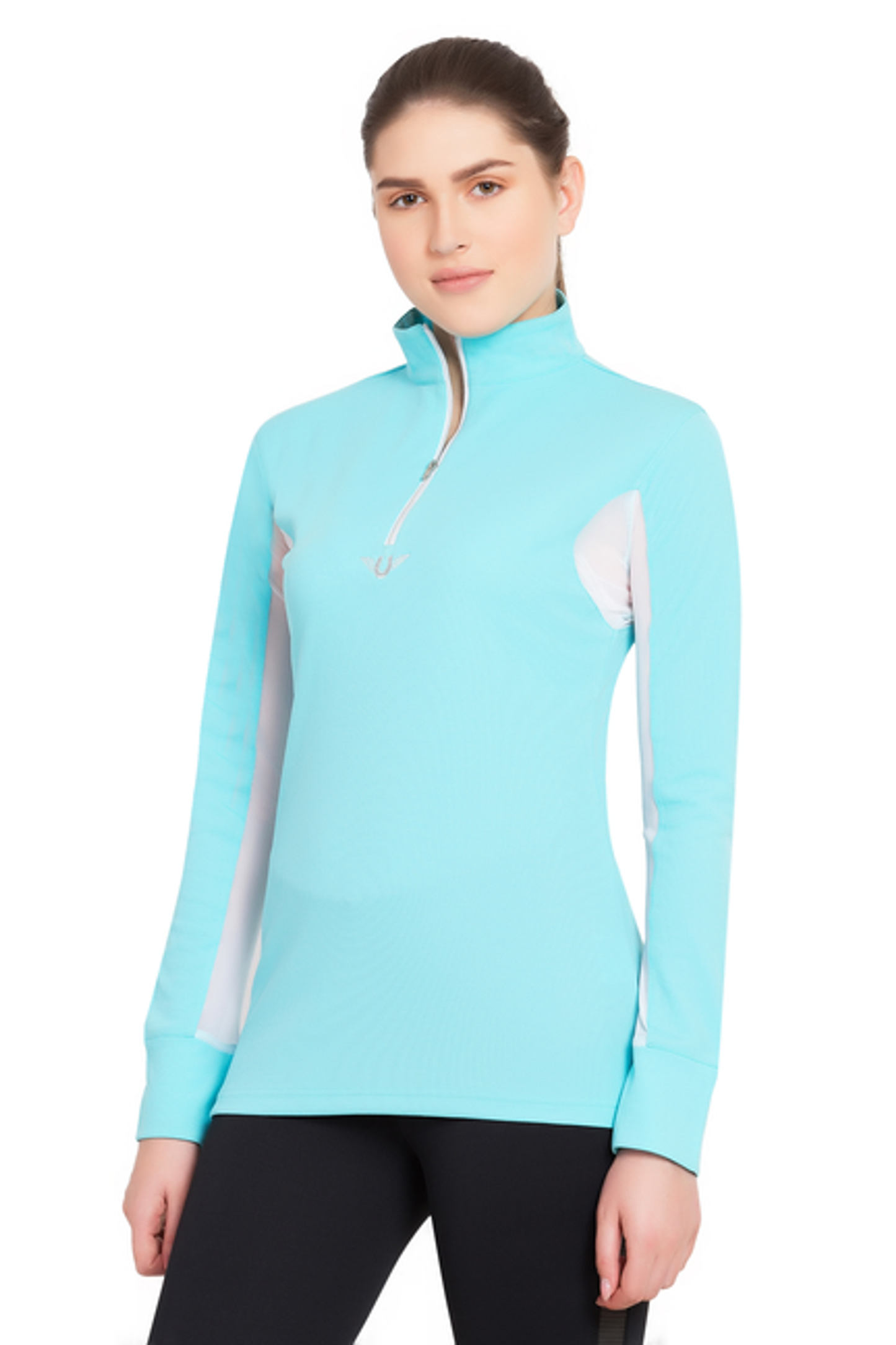 TuffRider Ladies Ventilated Technical Long Sleeve Sport Shirt - Aqua X-LARGE 1 for equestrians Apparel & Gear, L...