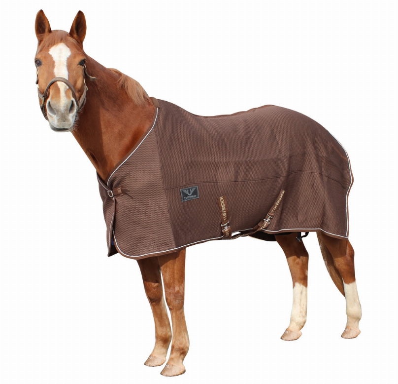 TuffRider Thermo Manager Stable Sheet with Contrast Piping - Chocolate/light gray 84 1 for horses Turnout...