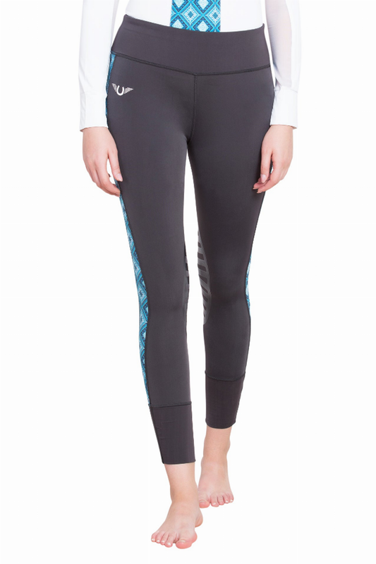 TuffRider Ladies Artemis EquiCool Riding Tights - Charcoal/print L 1 for equestrians Apparel & Gear, Breeches ...