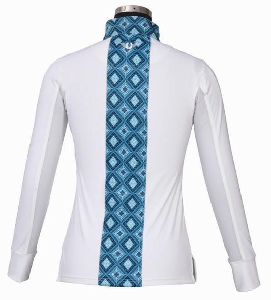 TuffRider Ladies Artemis EquiCool Riding Sport Shirt - White/print LARGE 1 for equestrians Apparel & Gear, Long ...