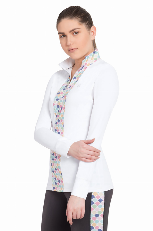 TuffRider Ladies Iris EquiCool Riding Sport Shirt - White/print XXX-LARGE 1 for equestrians Apparel & Gear, Long...