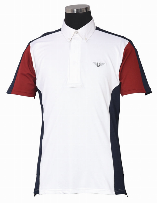 TuffRider Men's Dennison Short Sleeve Show Shirt - White/ec navy/ec red X-LARGE 1 for equestrians Shirts, A...