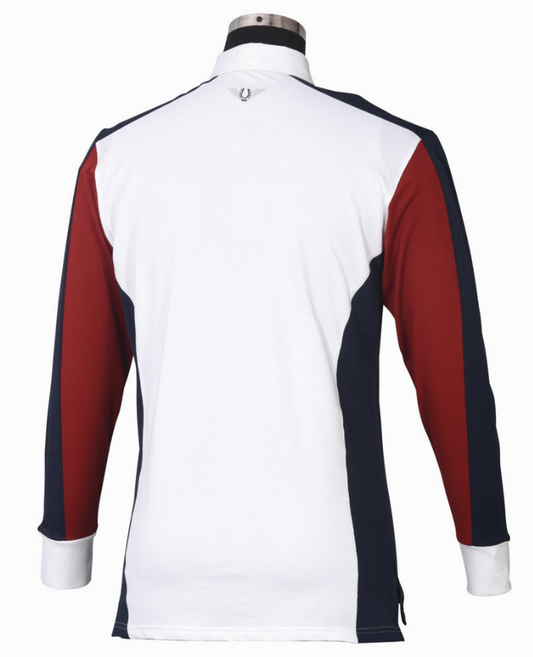 TuffRider Men's Dennison Long Sleeve Show Shirt - White/ec navy/ec red X-LARGE 1 for equestrians Shirts, Ap...